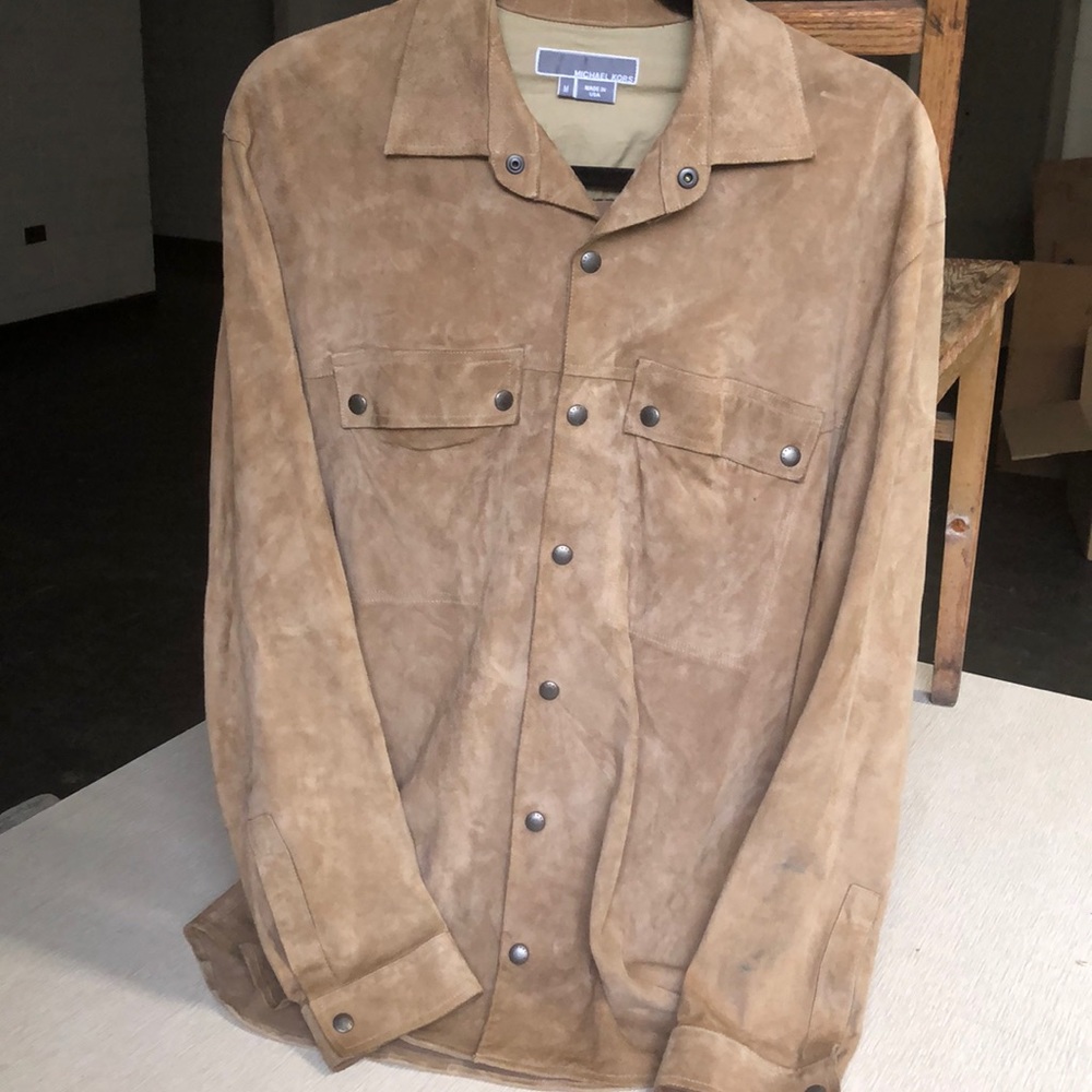 Michael Kors genuine suede tan leather shirt